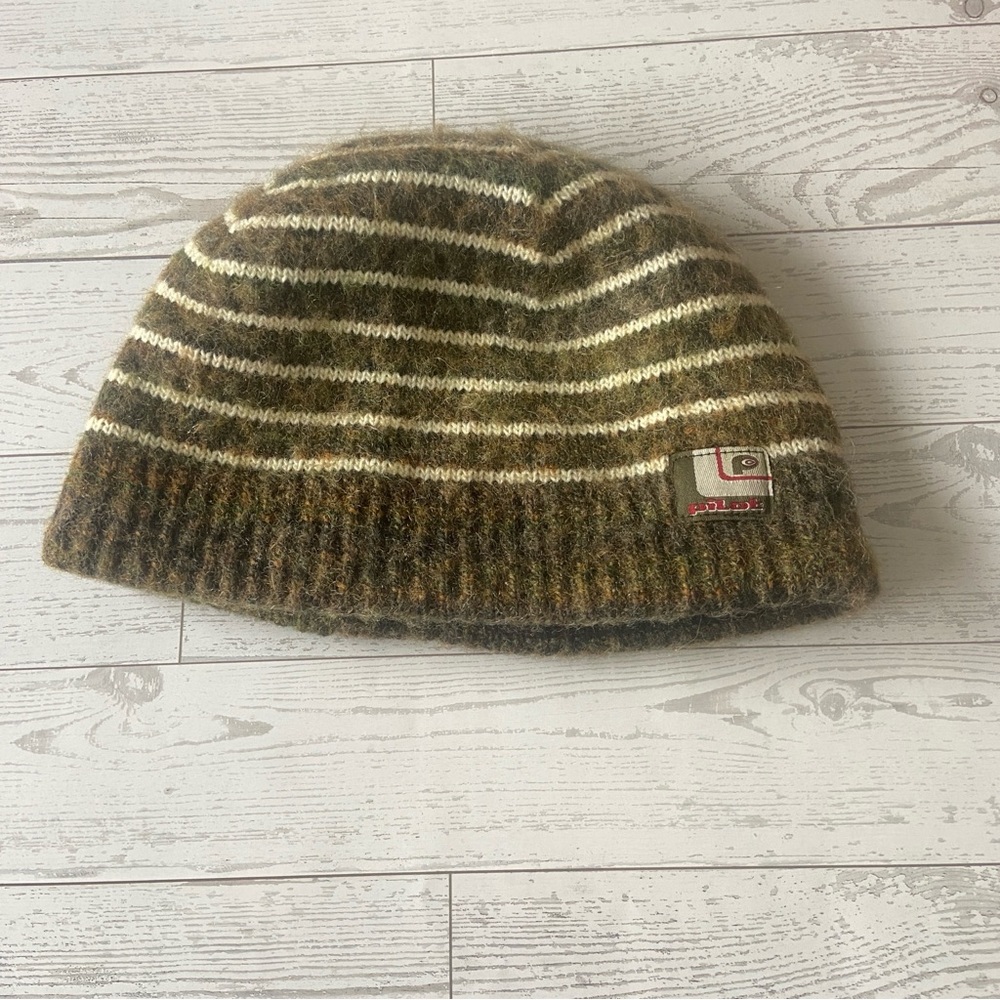 Striped Wool Beanie with Logo